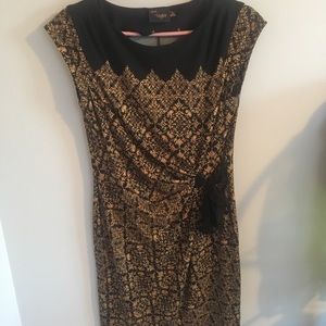 Brown and black patterned work dress